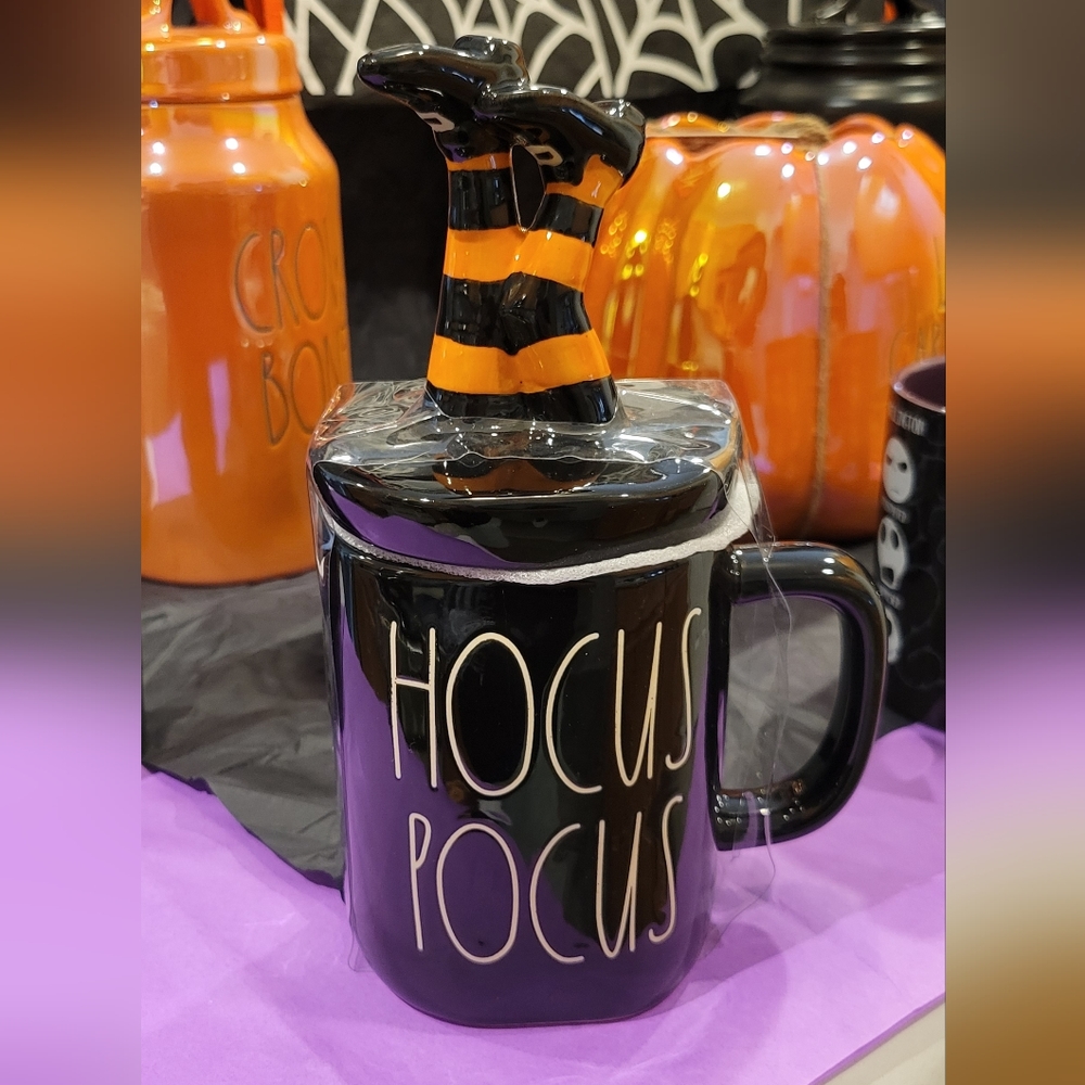 Hocus Pocus Rae Dunn Black Mug Witch Stocking Boots Topper - Picture 6 of 7